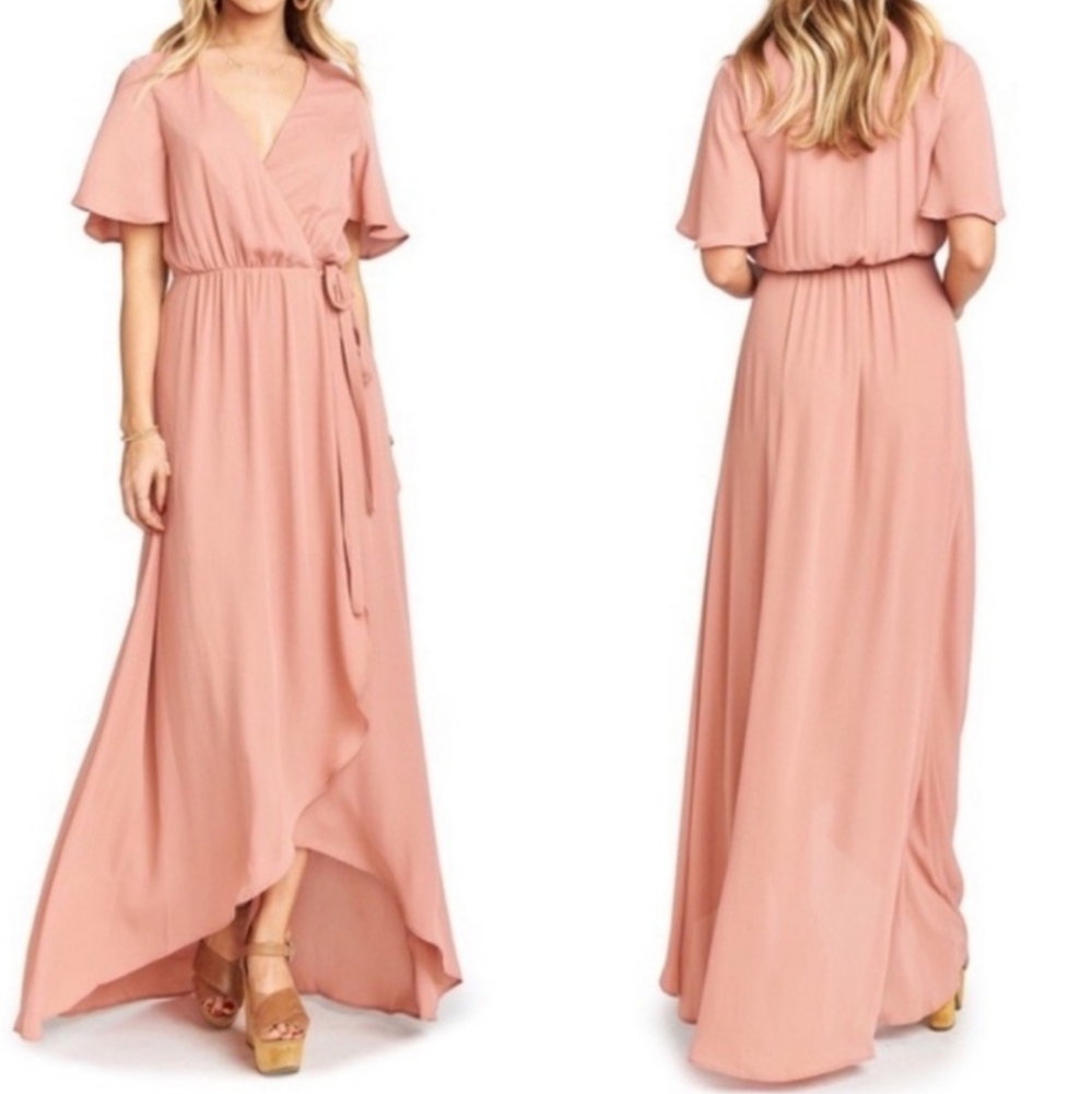 SMYM Sophia Wrap Maxi Bridesmaids Dress *Tiny Flaw